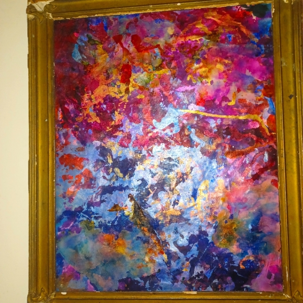 Alcohol Ink On Canvas In Antique Frame